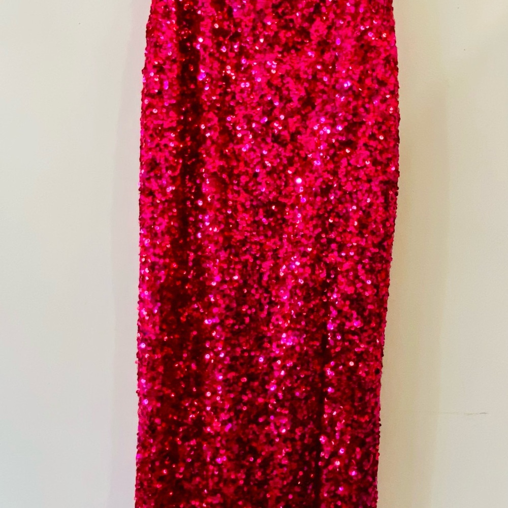 Nookie Red Sequin Maxi Pencil Skirt for Night Out